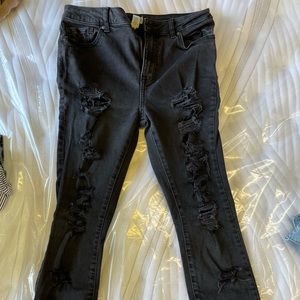 Black denim jeans